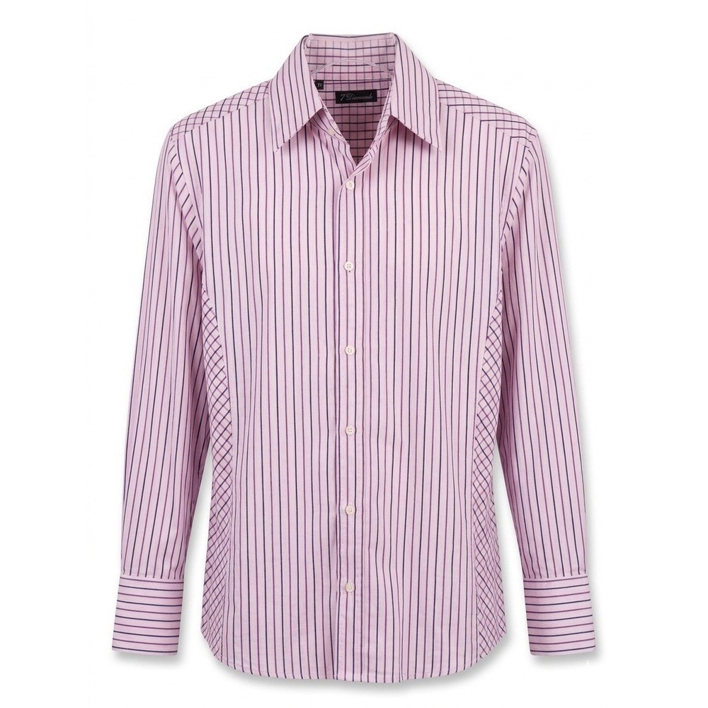 7 Diamonds Men's Button Down Shirt Size Medium Pink Purple Striped Long Sleeve